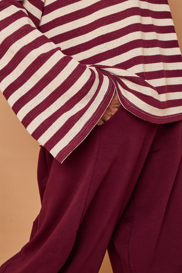 Marlo top in mulberry and beige