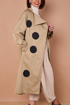 Ditsy long trench coat in beige