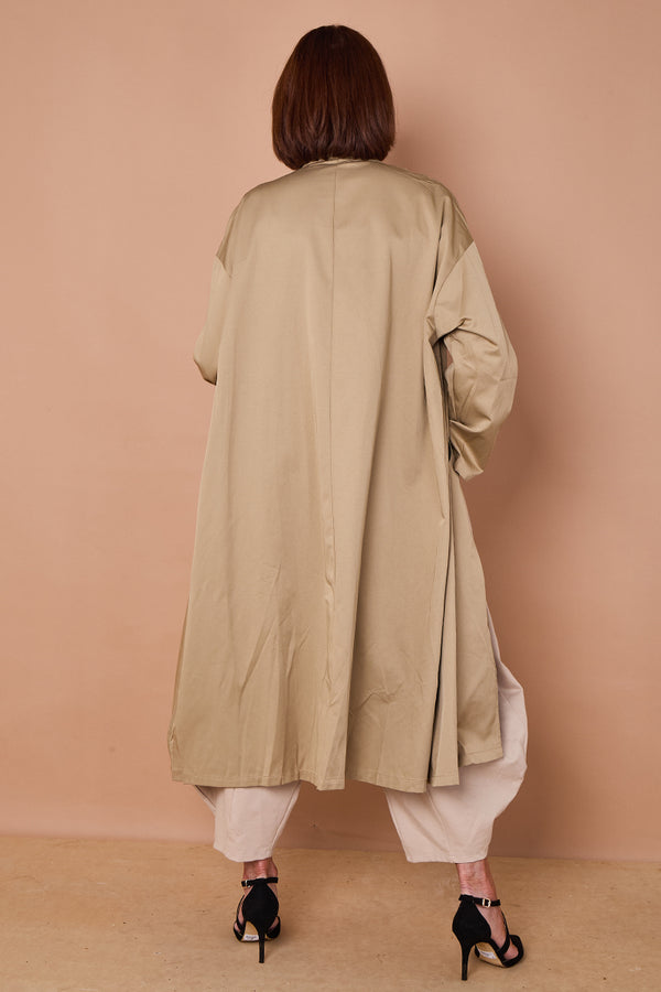 Ditsy long trench coat in beige