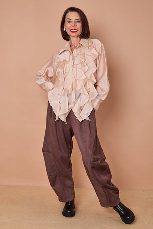 Coco ruffle shirt in beige