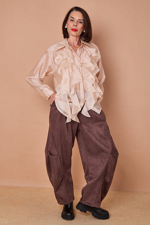 Coco ruffle shirt in beige