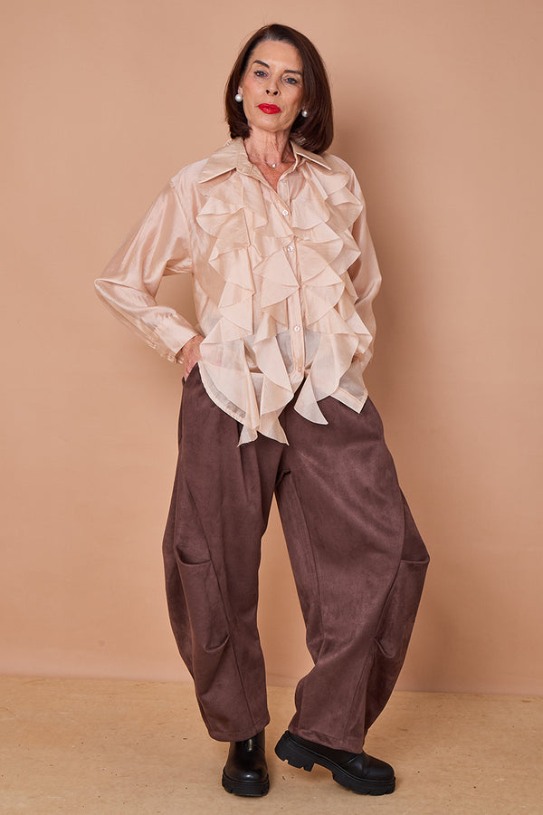 Coco ruffle shirt in beige