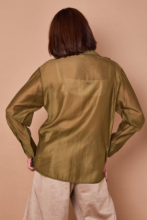 Coco ruffle shirt in olive green