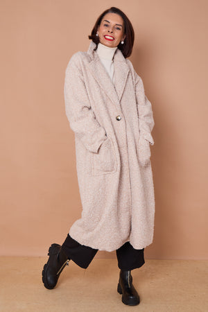 Athena Long Sleeve Duster Coat in stone