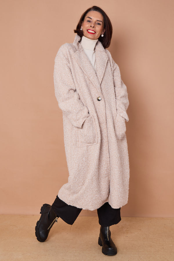 Athena Long Sleeve Duster Coat in stone
