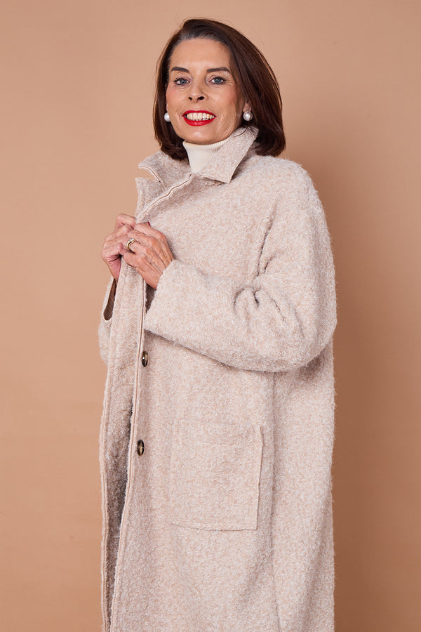 Athena Long Sleeve Duster Coat in stone