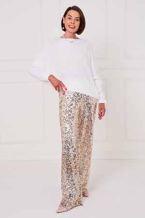 Monroe embellished diamante trousers in gold
