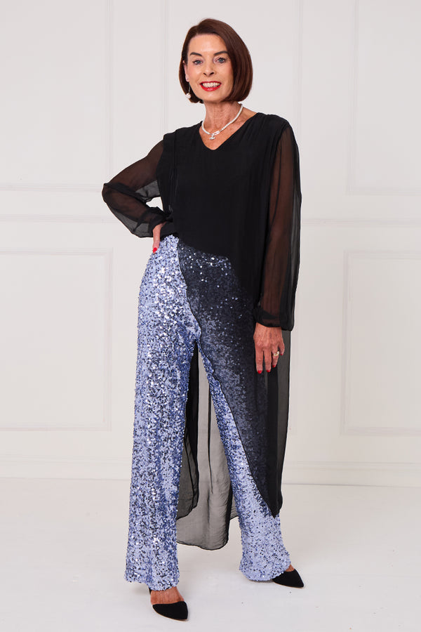 Monroe embellished diamante trousers in lilac