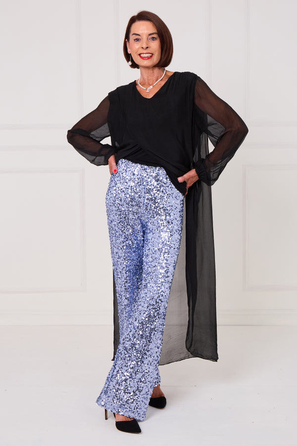 Monroe embellished diamante trousers in lilac