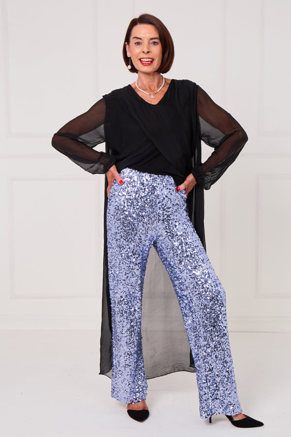 Monroe embellished diamante trousers in lilac