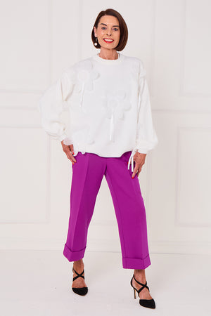 Ale 3D flower top in winter white