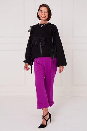 Ale 3D flower top in black