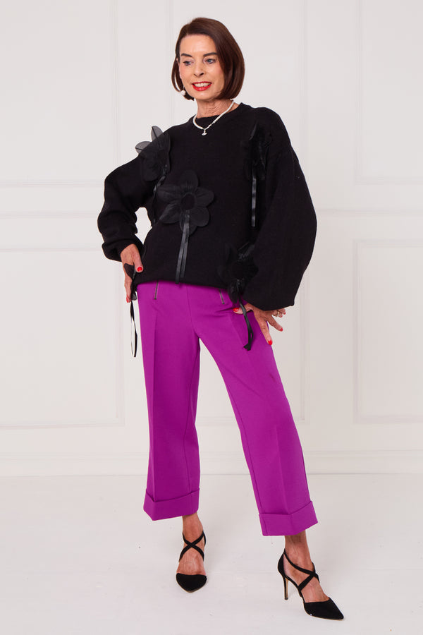 Ale 3D flower top in black