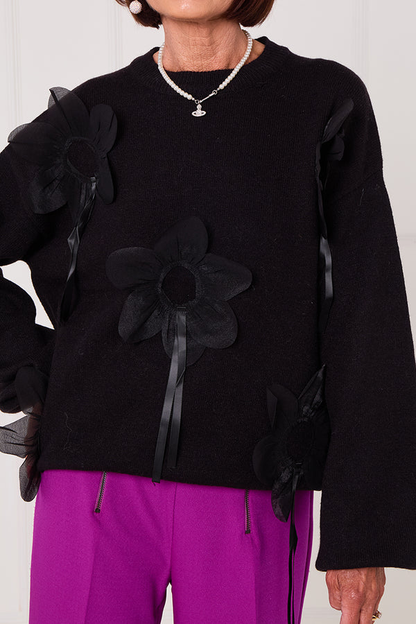 Ale 3D flower top in black