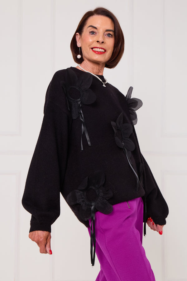 Ale 3D flower top in black