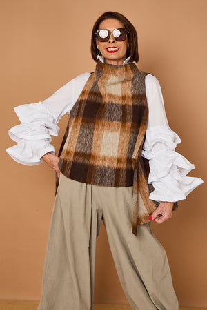loco waterfall Tank top in camel, grey and chocolate