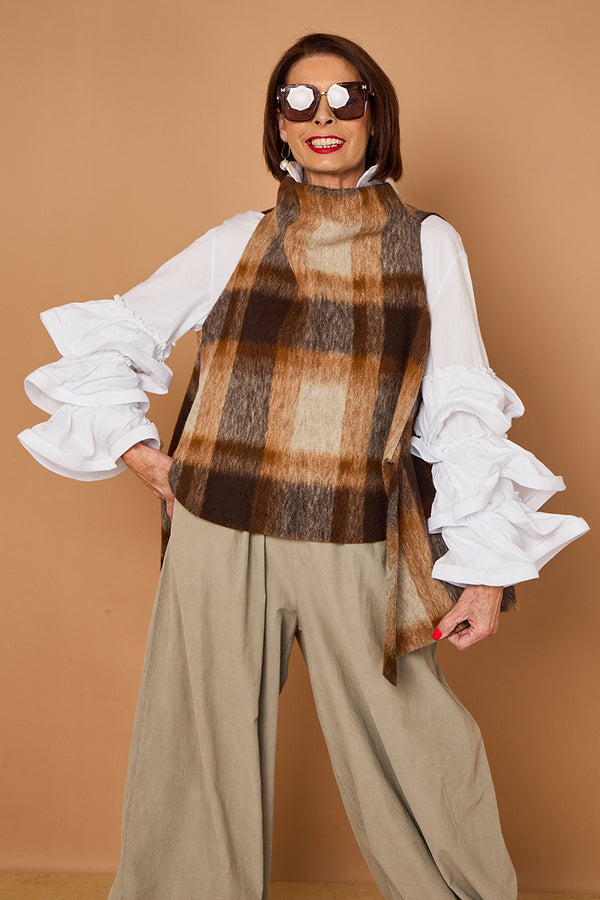 loco waterfall Tank top in camel, grey and chocolate