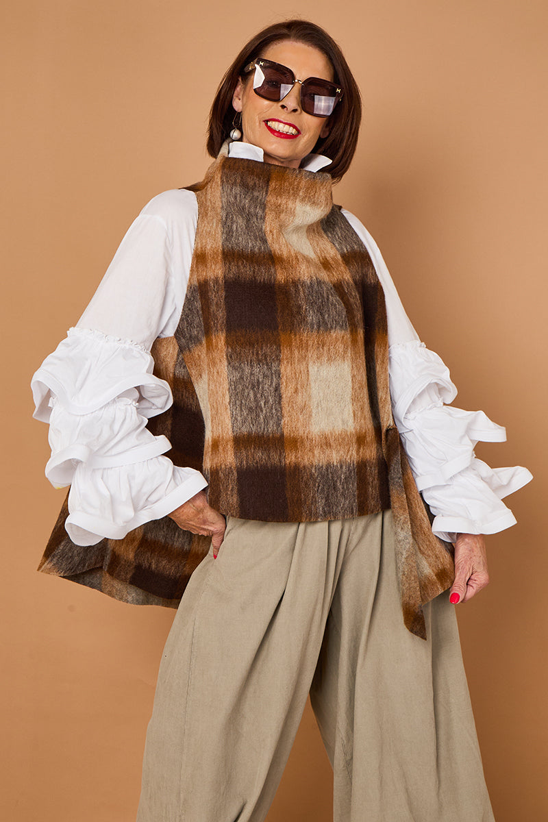 loco waterfall Tank top in camel, grey and chocolate