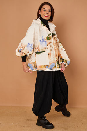 Gabriella Jacket in acru with Hood