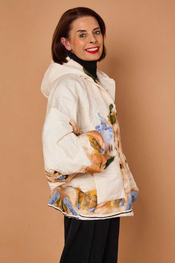 Gabriella Jacket in acru with Hood