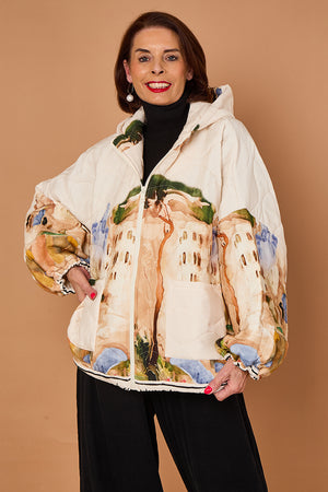 Gabriella Jacket in acru with Hood
