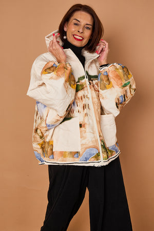 Gabriella Jacket in acru with Hood