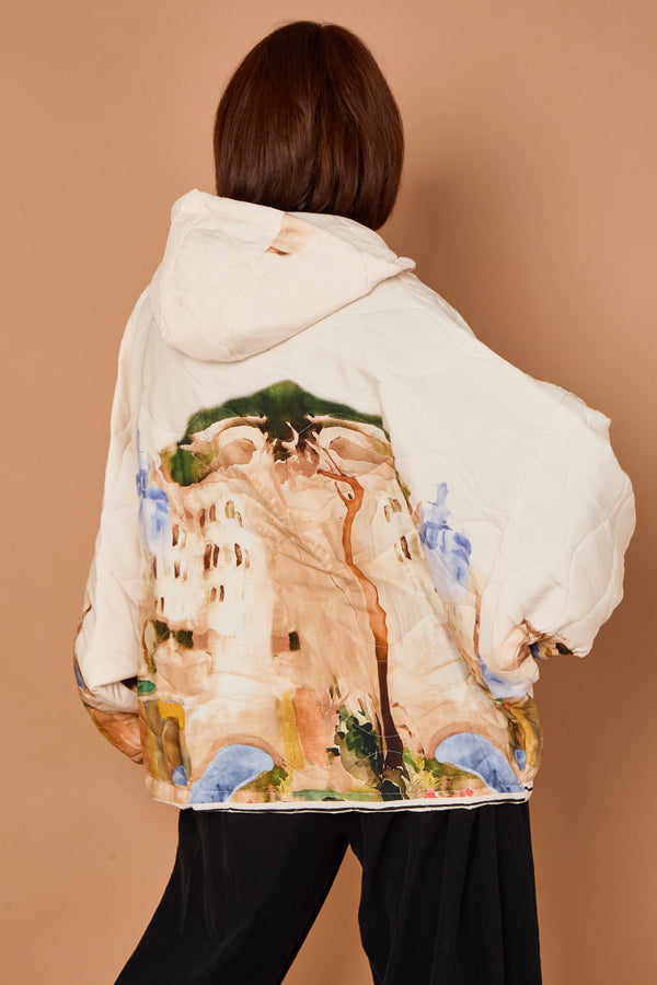 Gabriella Jacket in acru with Hood