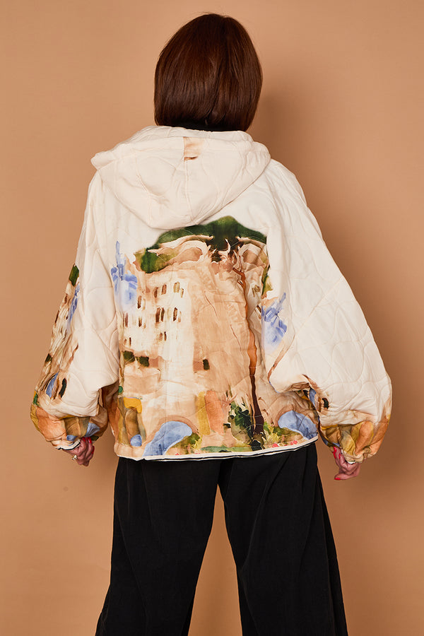 Gabriella Jacket in acru with Hood