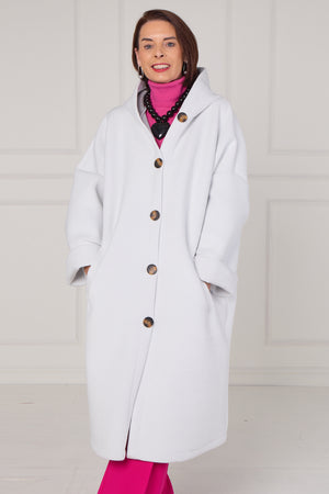 Alberto hooded long coat in ice white