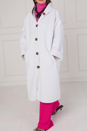 Alberto hooded long coat in ice white