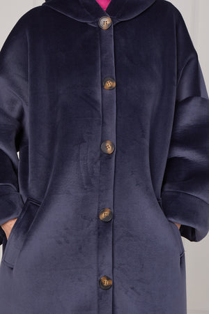 Alberto hooded long coat in navy
