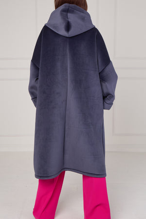 Alberto hooded long coat in navy