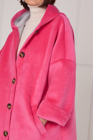 Alberto hooded long coat in pink