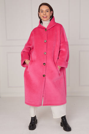 Alberto hooded long coat in pink