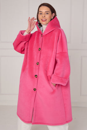 Alberto hooded long coat in pink