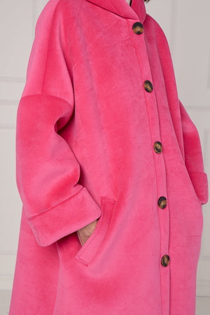 Alberto hooded long coat in pink