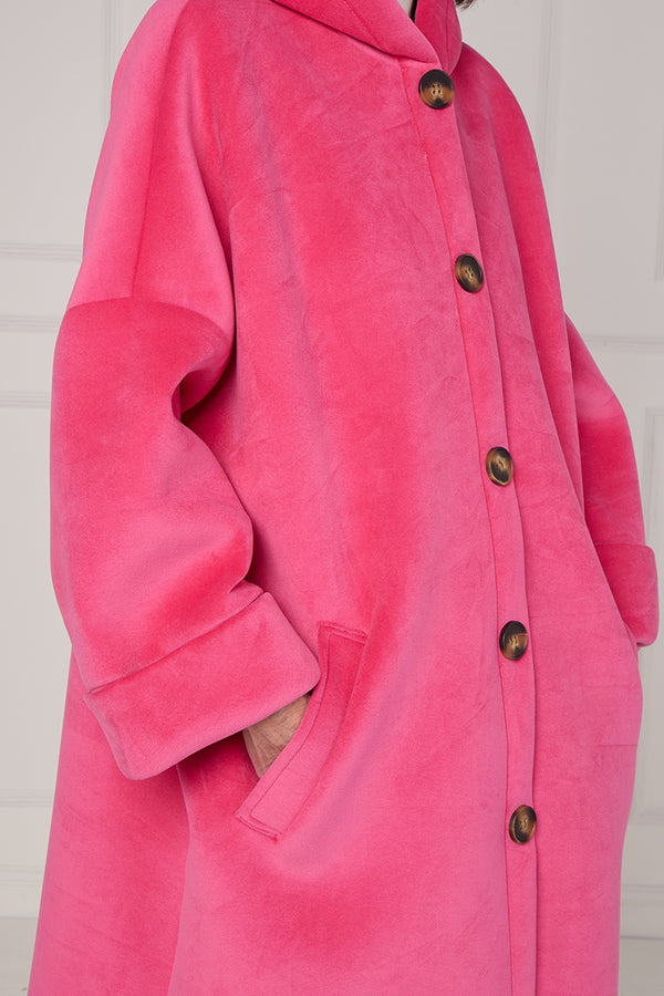 Alberto hooded long coat in pink