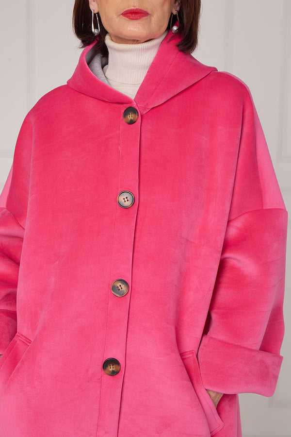 Alberto hooded long coat in pink
