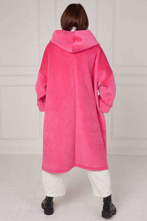 Alberto hooded long coat in pink