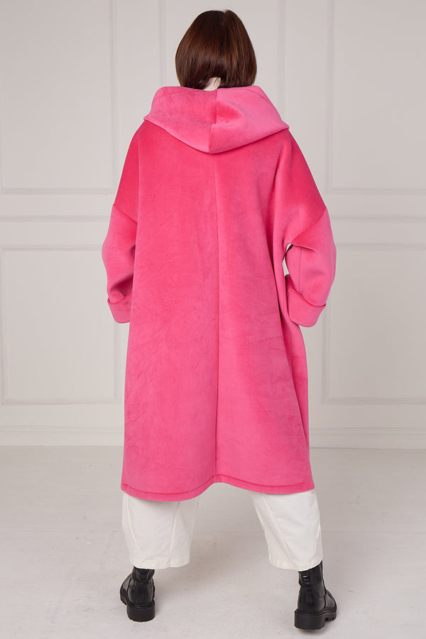 Alberto hooded long coat in pink