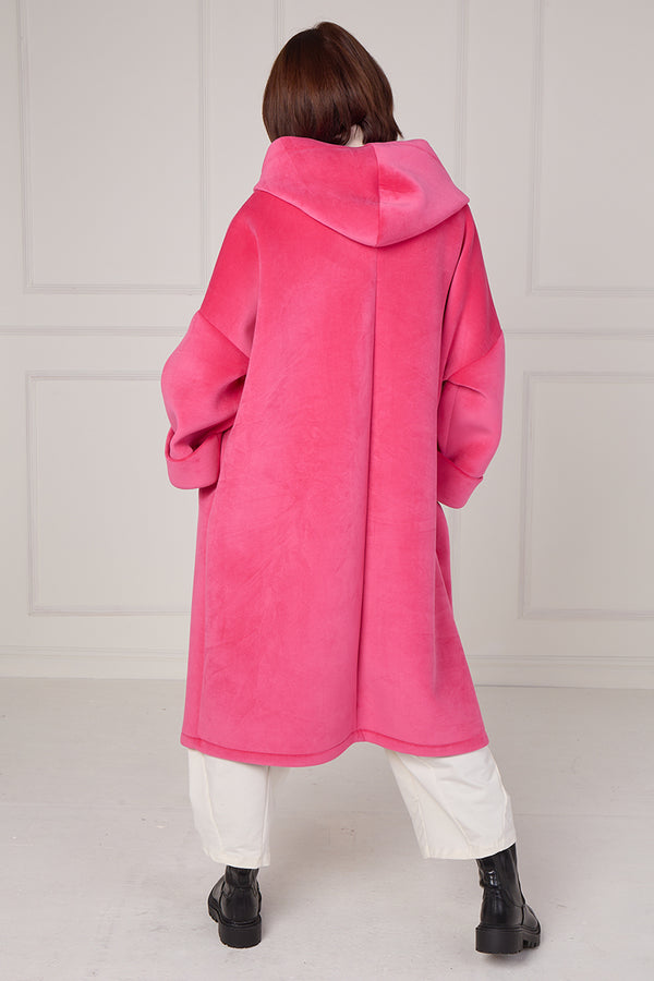Alberto hooded long coat in pink