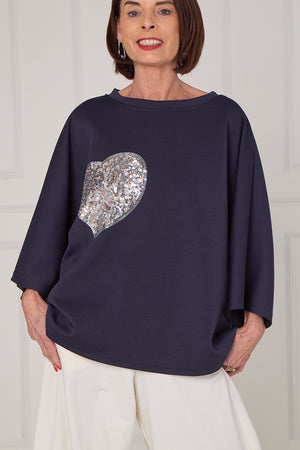 Heart to heart top in navy