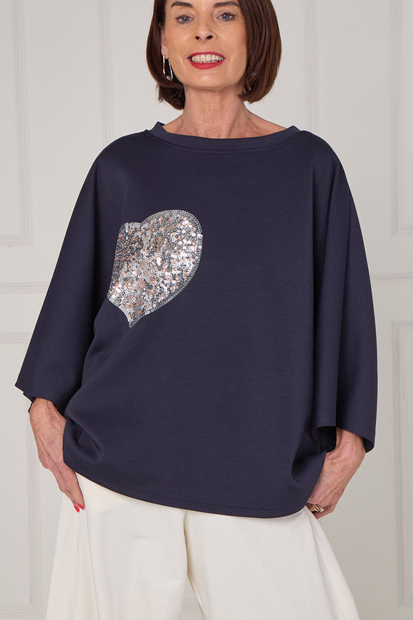Heart to heart top in navy