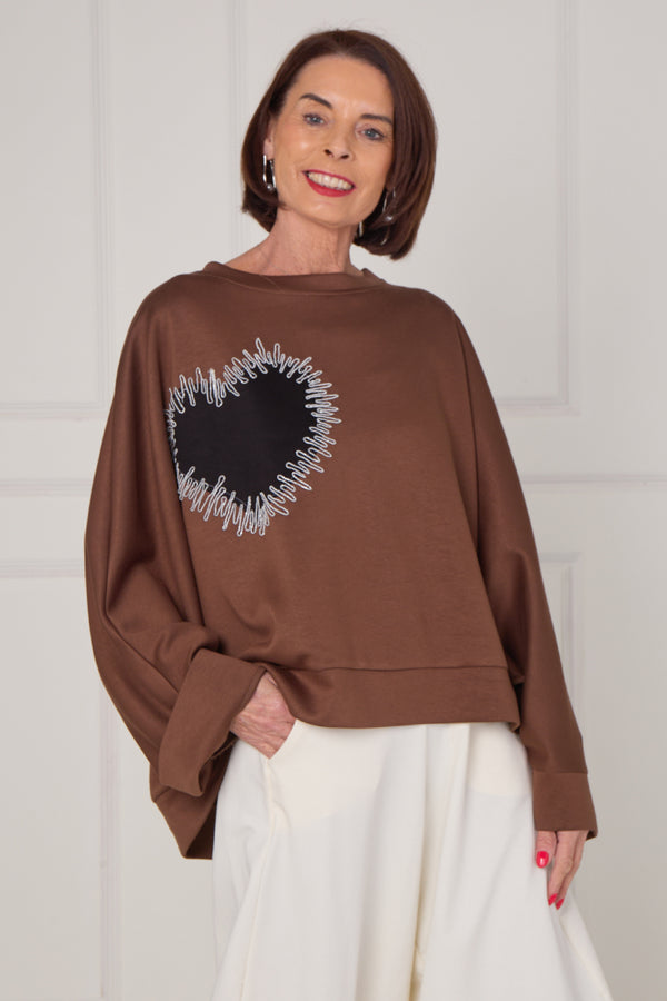 black heart top in Chocolate