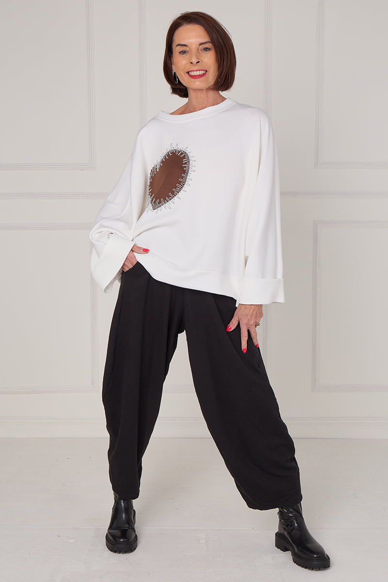 Chocolate heart top in ecru