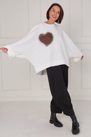 Chocolate heart top in ecru