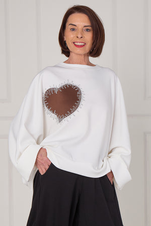 Chocolate heart top in ecru