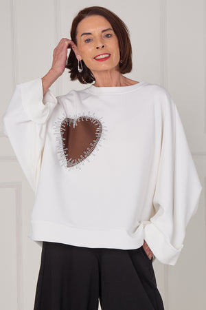 Chocolate heart top in ecru