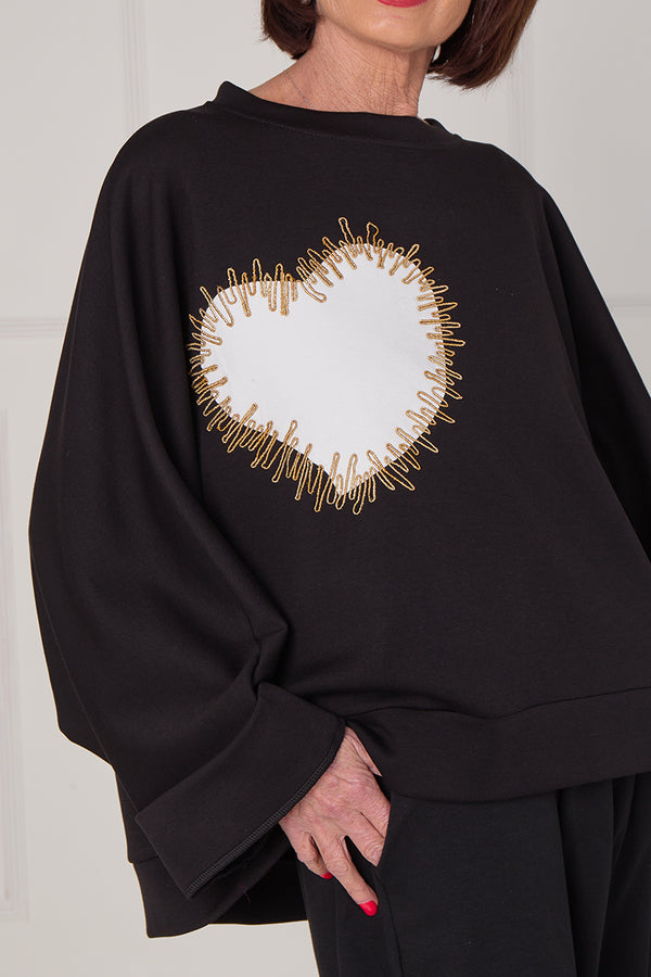 White heart top in Black