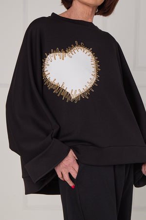 White heart top in Black